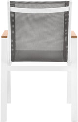 Nizuc - Outdoor Patio Dining Arm Chair With White Frame And Natural Arms (Set of 2)