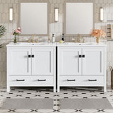 Bathroom Vanity With Sink, Soft Close Doors, Double Storage Shelves & Divided Drawer Ample Storage - White