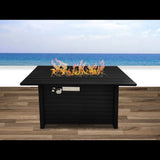 Outdoor Fire Pit Table With Lid, Modern Design - Black