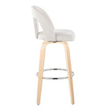 Ava - Upholstered Fixed-Height Barstool (Set of 2) - Natural Wood Base