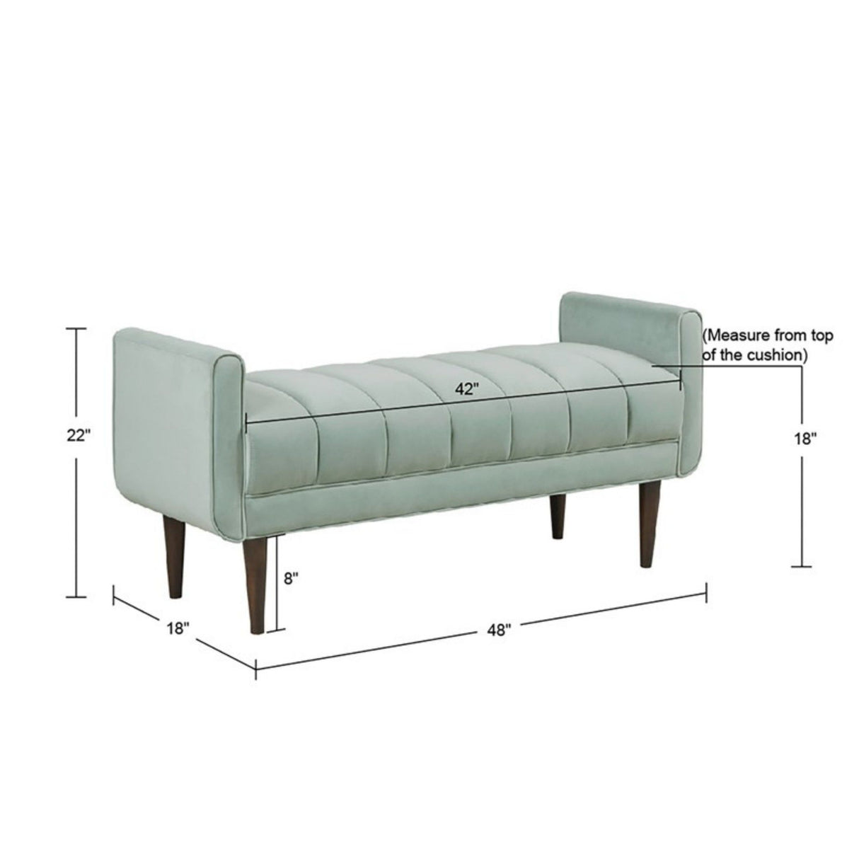 Linea - Upholstered Accent Bench - Seafoam