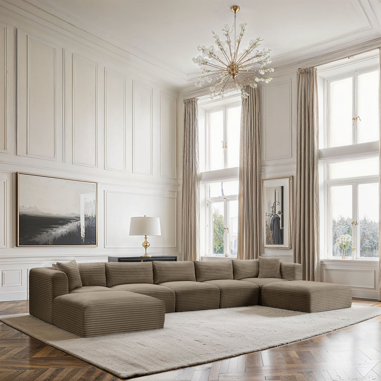 Shaggy - Fabric 7 Piece Modular Sectional With 2 Ottomans