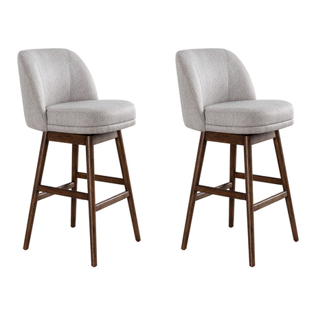 Sadie - Solid Wood Upholstered 30" Bar Height Swivel Barstool