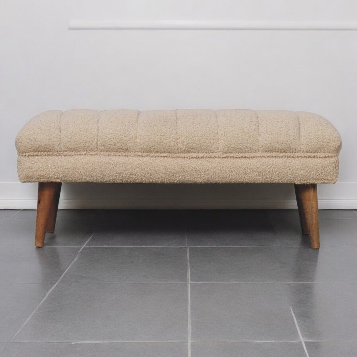 Boucle Puffer Bench - Beige