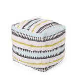 Bohemian Woven Cotton Pouf With Handwoven Design - Multi