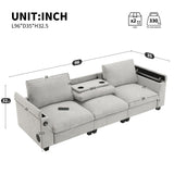 Sectional With Bluetooth Speaker Comfy Cloud Couch Set With Drop Down Table Cup Holders, USB Charger Storage Armrest Wide Seat Sofa