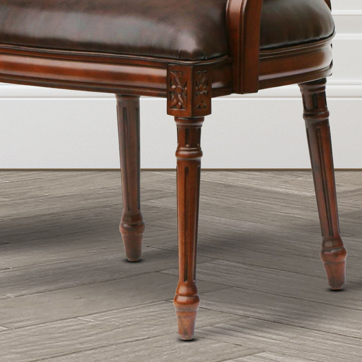 Benard - Traditional Oval Back Chair With Floral Carvings - Brown