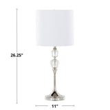 Clara - 26" Table Lamp (Set of 2) - Clear Crystal And Polished Nickel With White Linen Shade