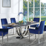 Cambrie - Dining Table With Engineered Stone Top - Engineered Stone Top & Mirrored Silver