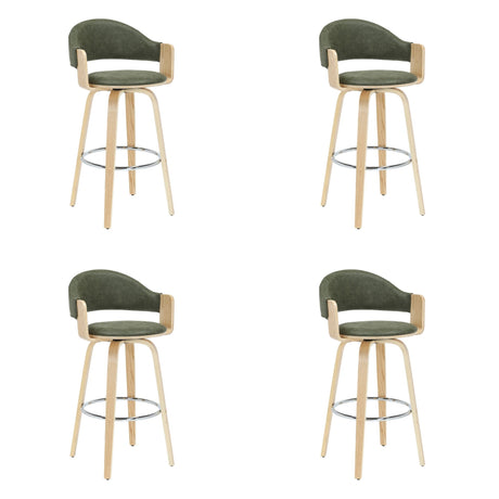 Daxton - Swivel Bar Height Round Back Wood Bar Stool With Faux Leather Seat