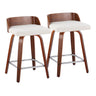Maya - Mid Century Modern Fixed Height Counter Stool With Swivel With Square Footrest (Set of 2)