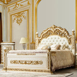 HD-903 - California King Bed - Ivory With Gold Highlights