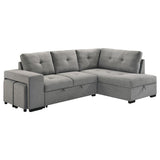 Roanne - Fabric Upholstered Sleeper Sectional Sofa - Gray