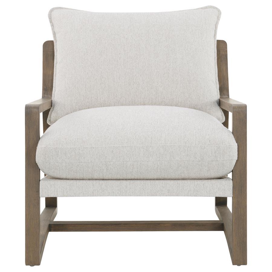 Geneva - Boucle Upholstered Wood Arm Accent Chair - Sand