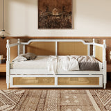 Traditional Style Rattan Daybed, No Box Spring Needed