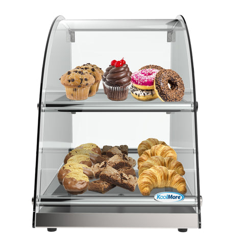23 in. Commercial Countertop Bakery Display Case with Front Curved Glass and Rear Door, 2.4 cu. ft. DC-2CN.