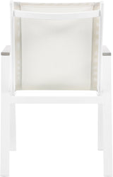 Nizuc - Outdoor Patio Dining Arm Chair With White Frame And Gray Arms (Set of 2)