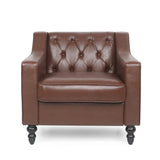 Contemporary Club Chair With Button Tufting And Birch Wood Legs