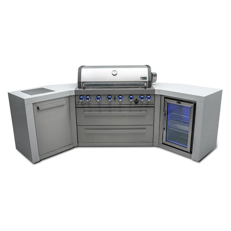 Mont Alpi Deluxe Series 9.5 Ft U-Shaped Propane Outdoor Kitchen Island w/ Side Burner & Fridge - MAi805-D45FC