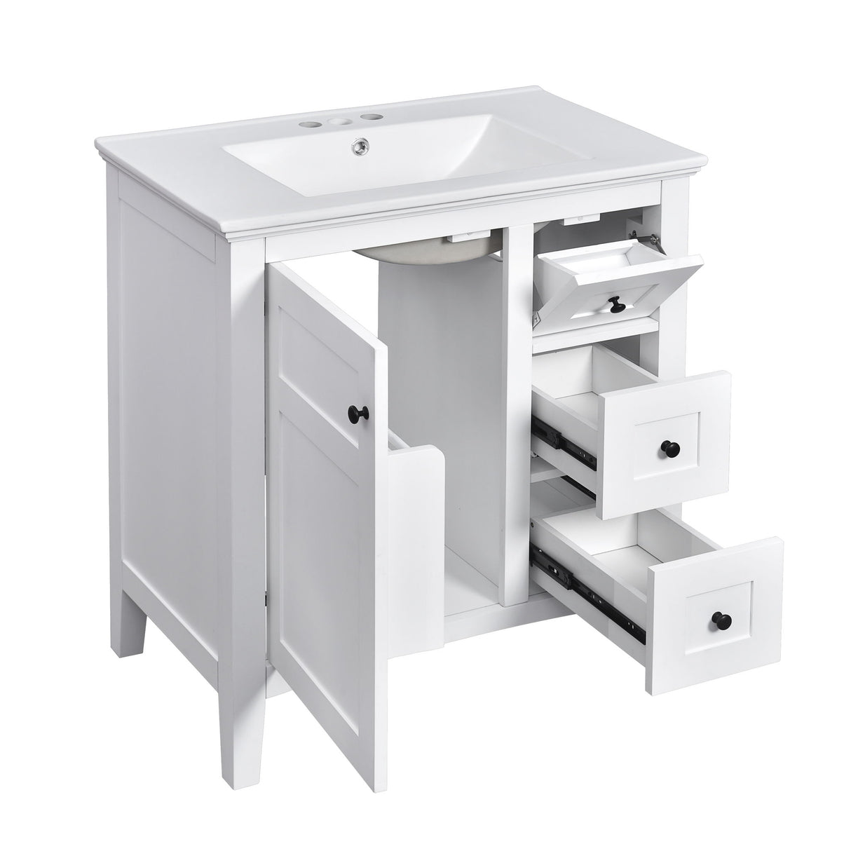 Modern Bathroom Vanity With Sink, 3 Drawer Storage Cabinet