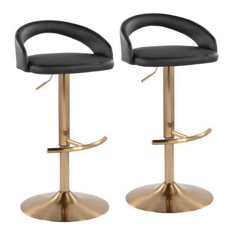 Grotto - Upholstered Adjustable Barstool - Gold Metal Base