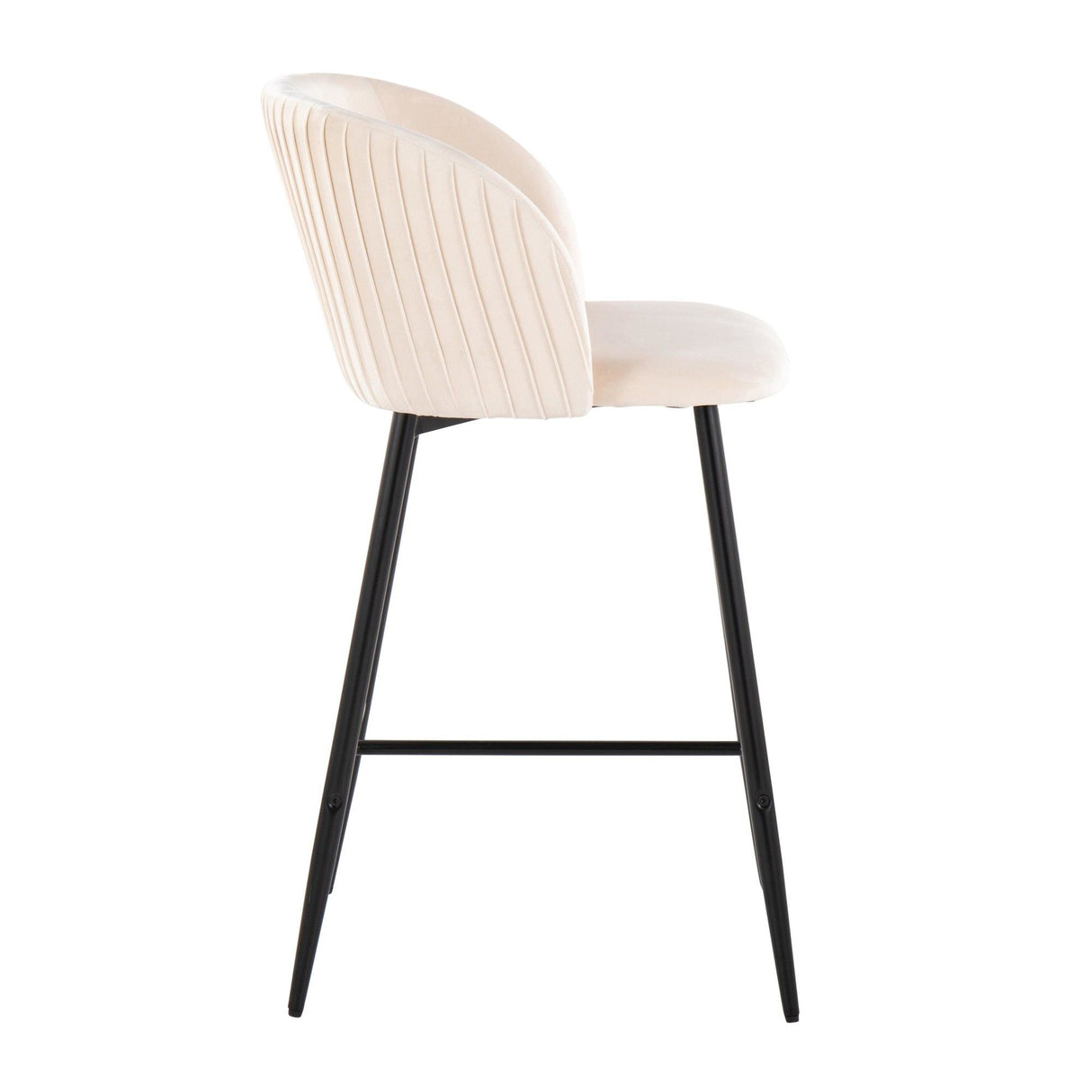 Luna - Fixed-Height Counter Stool (Set of 2) - Black Metal And Velvet