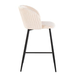 Luna - Fixed-Height Counter Stool (Set of 2) - Black Metal And Velvet