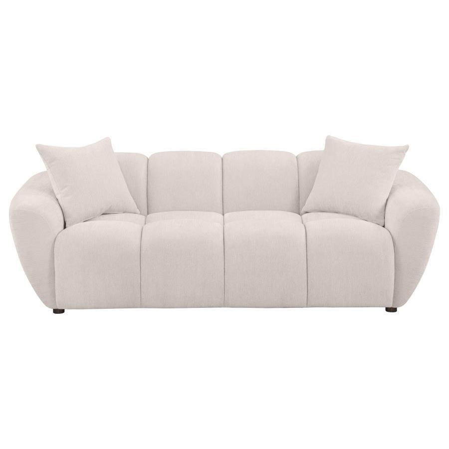 Destino - Chenille Upholstered Splayed Arm Sofa - Greige