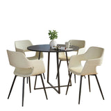 Cosmo - Margarite Contemporary 5 Piece Dining Room Set - Black Metal, Black MDF, And Cream Faux Leather