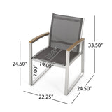 Poetic - Outdoor Dining Chair With Faux Wood Arms And Aluminum Frame (Set of 2) - Gray