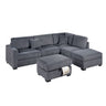 3 Piece Sectional Sofa With Reversible Chaise And USB Storage Ottoman
