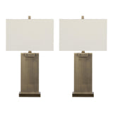 Royce - 26" Metal Table Lamp (Set of 2) - Antique Brass And White Linen