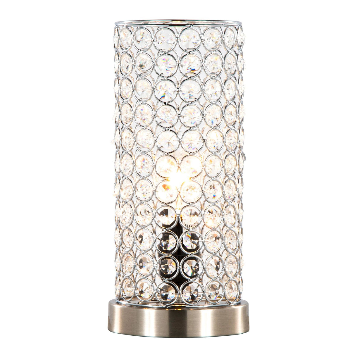 Chandelier - 11" Uplight (Set of 2) - Brushed Nickel With Clear Crystal And Chrome Metal Accents