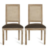 French Country Dining Chair With Rectangular Cane Backrest And Smooth Upholstered Seating