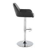 Daniella - Adjustable Barstool With Rounded T Footrest (Set of 2) - Chrome Metal And Black Faux Leather