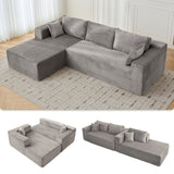Compression Sectional Couch With Comfy Chaise, Boneless L Shape Sofa With Deep Seat