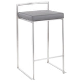 Fuji - 26" Stackable Counter Stool - Brushed Stainless Steel