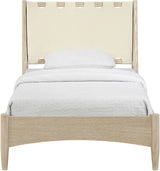 Santos - Vegan Leather Headboard And Wood Bed - Waxed Natural Frame