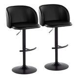 Fran - Adjustable Barstool (Set of 2) - Black Metal, Black Faux Leather