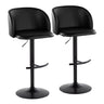 Fran - Adjustable Barstool (Set of 2) - Black Faux Leather