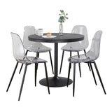 Dakota - Clara 5 Piece Dining Set - Black Metal, Black Wood, Clear Acrylic