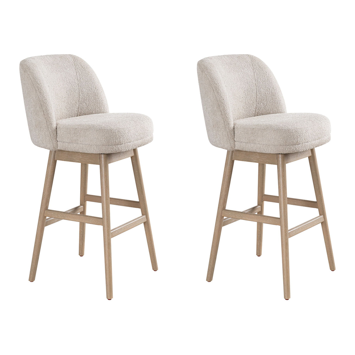 Sadie - Solid Wood Upholstered 30" Bar Height Swivel Barstool