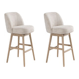 Sadie - Solid Wood Upholstered 30" Bar Height Swivel Barstool
