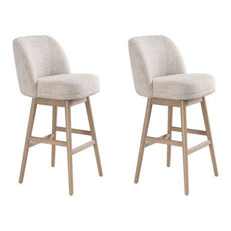 Sadie - Solid Wood Upholstered 30" Bar Height Swivel Barstool