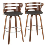 Cosini - Barstool With Swivel (Set of 2) - Walnut And Charcoal Fabric