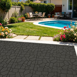 Stone Texture Patio Deck Tiles, Diy Interlocking Outdoor Floor Tiles (Set of 44) - Dark Grey
