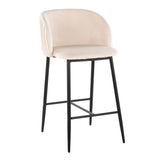 Luna - Fixed-Height Counter Stool (Set of 2) - Black Metal And Velvet