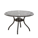 Tranquilius - Outdoor Round Dining Table With Lattice Tabletop, Umbrella Hole And Curved Legs