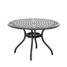Tranquilius - Outdoor Round Dining Table With Lattice Tabletop, Umbrella Hole And Curved Legs