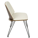 Avery - Chair (Set of 2) - Black Metal, Walnut Wood, Cream Faux Leather